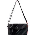 Gamer Tech Black Mesh Red Modern Shape Texture Geometric Pattern Removable Strap Clutch Bag