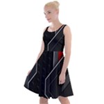 Gamer Tech Black Mesh Red Modern Shape Texture Geometric Pattern Knee Length Skater Dress