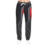 Gamer Tech Black Mesh Red Modern Shape Texture Geometric Pattern Women Velvet Drawstring Pants
