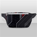 Gamer Tech Black Mesh Red Modern Shape Texture Geometric Pattern Waist Bag 