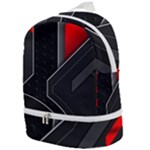 Gamer Tech Black Mesh Red Modern Shape Texture Geometric Pattern Zip Bottom Backpack