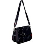 Gamer Tech Black Mesh Red Modern Shape Texture Geometric Pattern Saddle Handbag