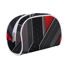 Gamer Tech Black Mesh Red Modern Shape Texture Geometric Pattern Make Up Case (Small) from ArtsNow.com