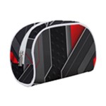 Gamer Tech Black Mesh Red Modern Shape Texture Geometric Pattern Make Up Case (Small)