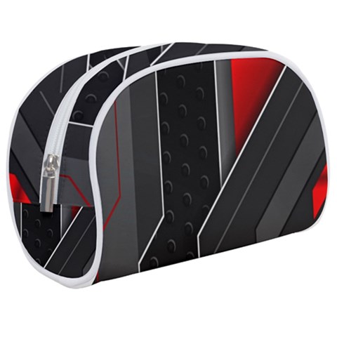 Gamer Tech Black Mesh Red Modern Shape Texture Geometric Pattern Make Up Case (Medium) from ArtsNow.com