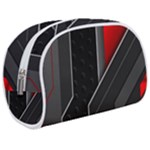 Gamer Tech Black Mesh Red Modern Shape Texture Geometric Pattern Make Up Case (Medium)