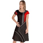 Gamer Tech Black Mesh Red Modern Shape Texture Geometric Pattern Classic Short Sleeve Dress