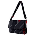 Gamer Tech Black Mesh Red Modern Shape Texture Geometric Pattern Full Print Messenger Bag (M)