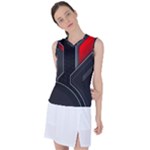 Gamer Tech Black Mesh Red Modern Shape Texture Geometric Pattern Women s Sleeveless Sports Top