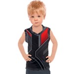 Gamer Tech Black Mesh Red Modern Shape Texture Geometric Pattern Kids  Sport Tank Top