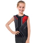Gamer Tech Black Mesh Red Modern Shape Texture Geometric Pattern Kids  Mesh Tank Top
