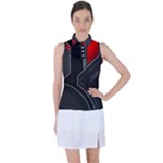Gamer Tech Black Mesh Red Modern Shape Texture Geometric Pattern Women s Sleeveless Polo T-Shirt