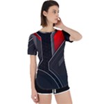 Gamer Tech Black Mesh Red Modern Shape Texture Geometric Pattern Perpetual Short Sleeve T-Shirt