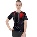 Gamer Tech Black Mesh Red Modern Shape Texture Geometric Pattern Women s Sport Raglan T-Shirt
