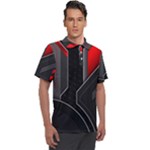 Gamer Tech Black Mesh Red Modern Shape Texture Geometric Pattern Men s Polo T-Shirt