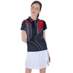 Gamer Tech Black Mesh Red Modern Shape Texture Geometric Pattern Women s Polo T-Shirt