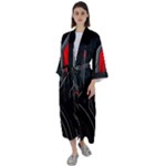Gamer Tech Black Mesh Red Modern Shape Texture Geometric Pattern Maxi Satin Kimono