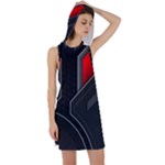 Gamer Tech Black Mesh Red Modern Shape Texture Geometric Pattern Racer Back Hoodie Dress