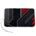 Gamer Tech Black Mesh Red Modern Shape Texture Geometric Pattern Pen Storage Case (S)