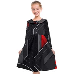 Gamer Tech Black Mesh Red Modern Shape Texture Geometric Pattern Kids  Midi Sailor Dress from ArtsNow.com