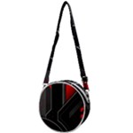 Gamer Tech Black Mesh Red Modern Shape Texture Geometric Pattern Crossbody Circle Bag