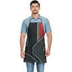 Gamer Tech Black Mesh Red Modern Shape Texture Geometric Pattern Kitchen Apron