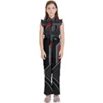 Gamer Tech Black Mesh Red Modern Shape Texture Geometric Pattern Kids  Sleeveless Ruffle Edge Band Collar Chiffon One Piece
