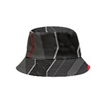 Gamer Tech Black Mesh Red Modern Shape Texture Geometric Pattern Inside Out Bucket Hat (Kids)