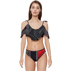 Ruffle Edge Tie Up Bikini Set	 