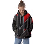 Gamer Tech Black Mesh Red Modern Shape Texture Geometric Pattern Kids  Oversized Hoodie