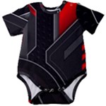 Gamer Tech Black Mesh Red Modern Shape Texture Geometric Pattern Baby Short Sleeve Bodysuit