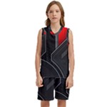 Gamer Tech Black Mesh Red Modern Shape Texture Geometric Pattern Kids  Basketball Mesh Set