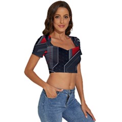 Short Sleeve Square Neckline Crop Top  