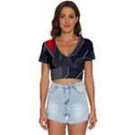 Gamer Tech Black Mesh Red Modern Shape Texture Geometric Pattern V-Neck Crop Top
