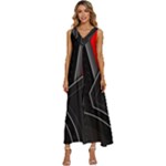 Gamer Tech Black Mesh Red Modern Shape Texture Geometric Pattern V-Neck Sleeveless Loose Fit Overalls