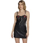 Gamer Tech Black Mesh Red Modern Shape Texture Geometric Pattern Flowy Camisole Tie Up Top