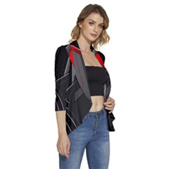 Women s 3/4 Sleeve Ruffle Edge Open Front Jacket 