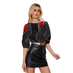 Mid Sleeve Drawstring Hem Top 