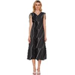 Gamer Tech Black Mesh Red Modern Shape Texture Geometric Pattern V-Neck Drawstring Shoulder Sleeveless Maxi Dress