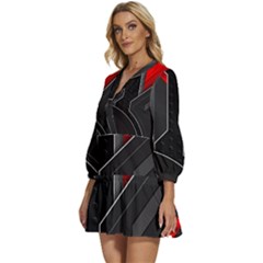 V-Neck Placket Mini Dress 