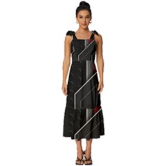 Tie-Strap Tiered Midi Chiffon Dress 
