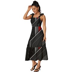 Tie-Strap Tiered Midi Chiffon Dress 