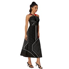Sleeveless Cross Front Cocktail Midi Chiffon Dress 