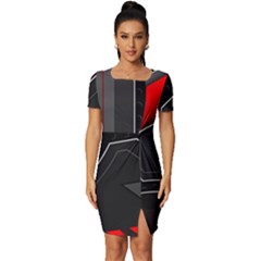 Fitted Knot Split End Bodycon Dress 