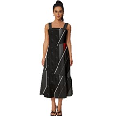 Square Neckline Tiered Midi Dress 