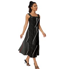 Square Neckline Tiered Midi Dress 