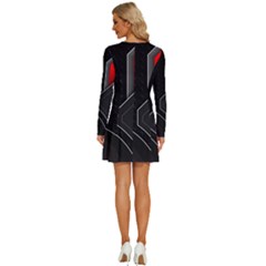 Long Sleeve Deep V Mini Dress  