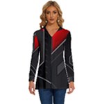 Gamer Tech Black Mesh Red Modern Shape Texture Geometric Pattern Long Sleeve Drawstring Hooded Top