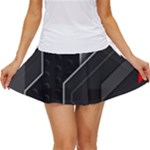 Gamer Tech Black Mesh Red Modern Shape Texture Geometric Pattern Women s Skort