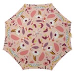 Scandinavian Flat Floral Background Coral Pink White Black Gold Pattern Straight Umbrellas